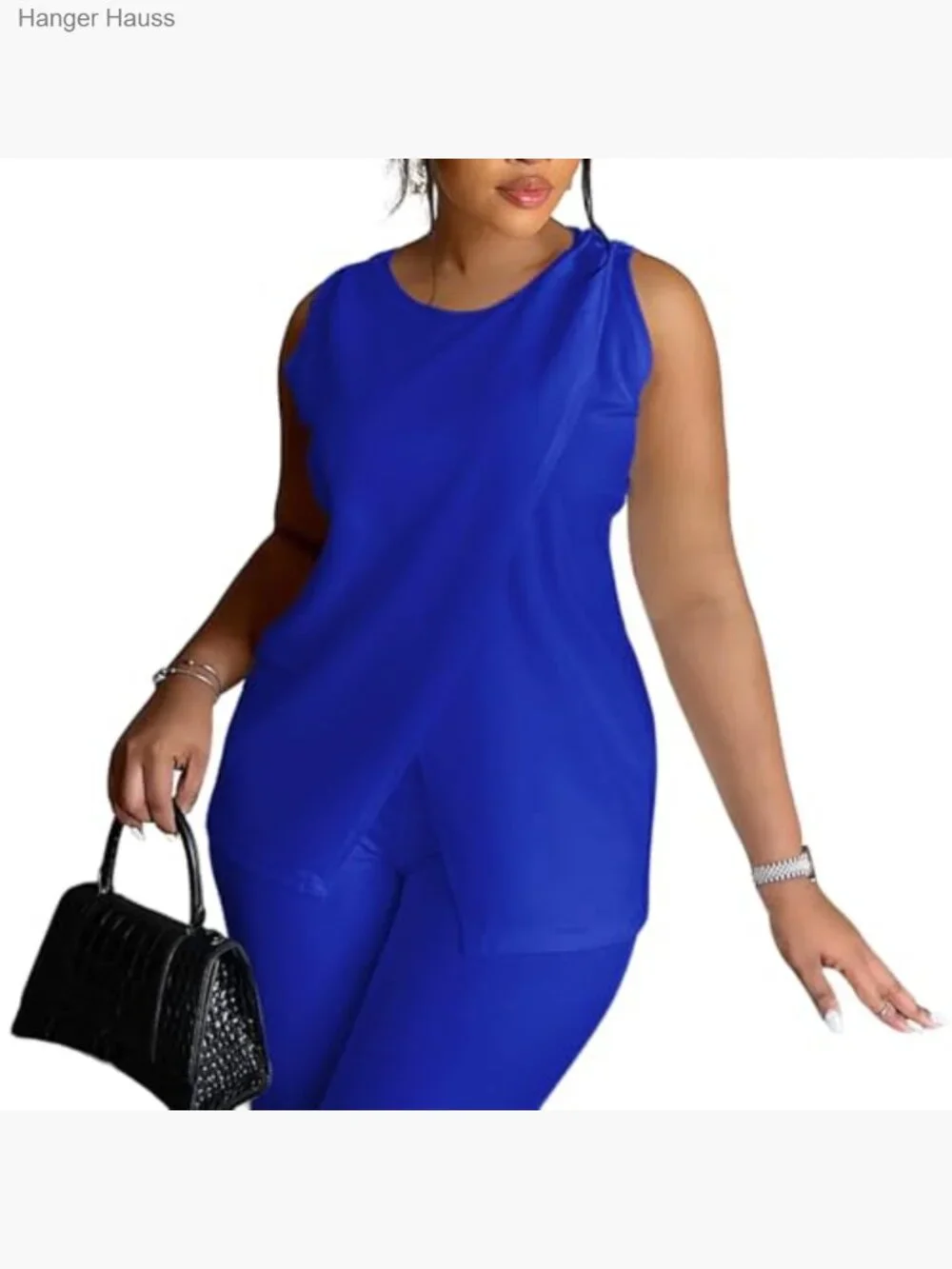 Women's 2 Piece Lounge Set Sleeveless Matching Outfits Wide Leg Pants with